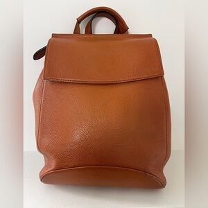 HESHE Pebbled Leather Convertible Backpack Bag Neutral Travel Academia Coastal